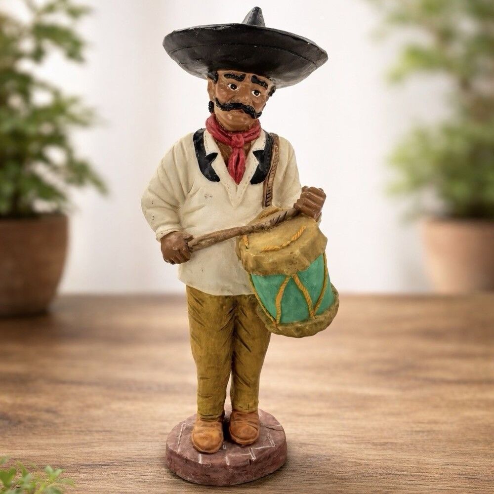 Young’s Inc Monroe MI Mariachi Drummer Figurine Sombrero Mexican Folk Art Decor